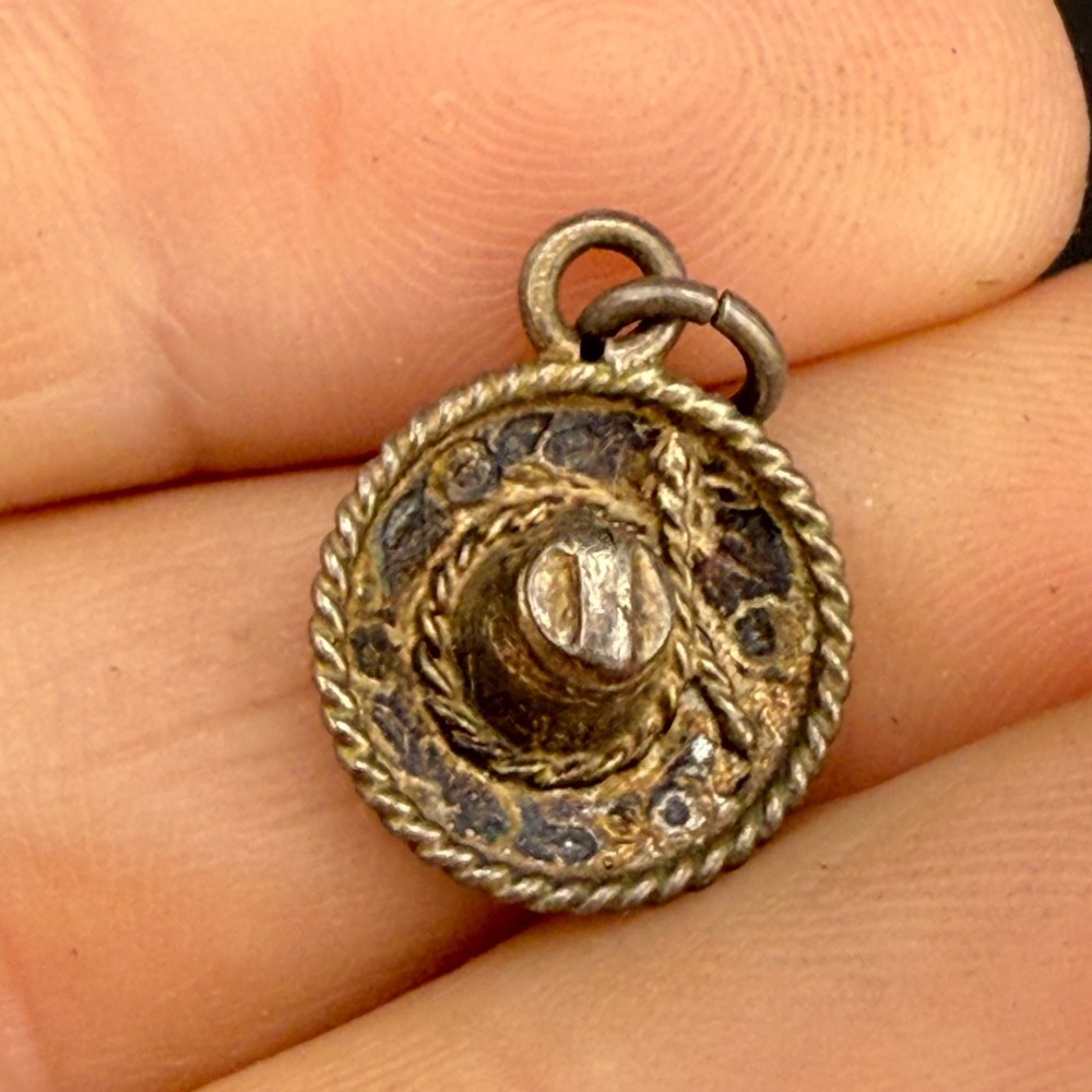 Vintage Sterling Silver Sombrero Pendant Charm Taxco